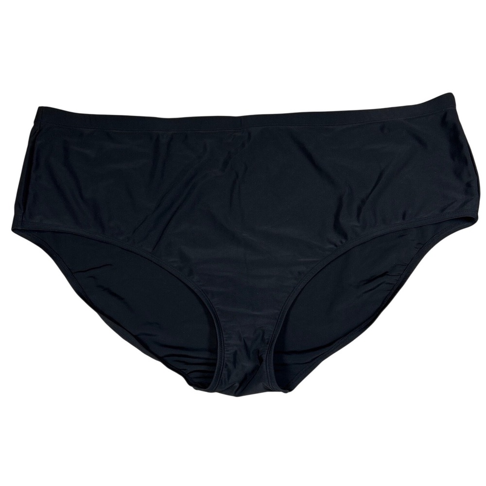 Black High Waisted Swim Bottoms Full Coverage Bikini Briefs Size 32 Plus Size